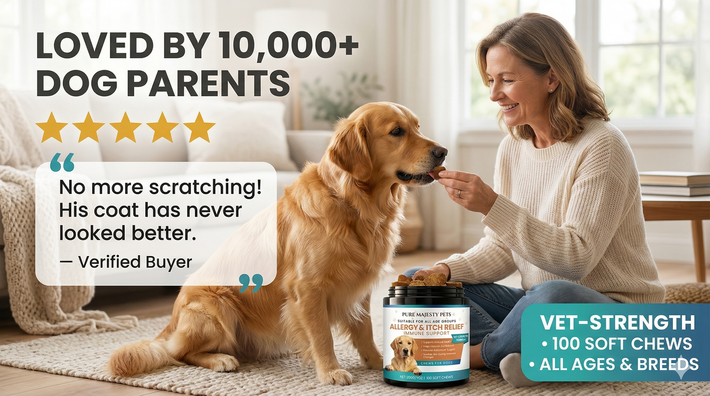 Natural dog allergy supplement chews close-up