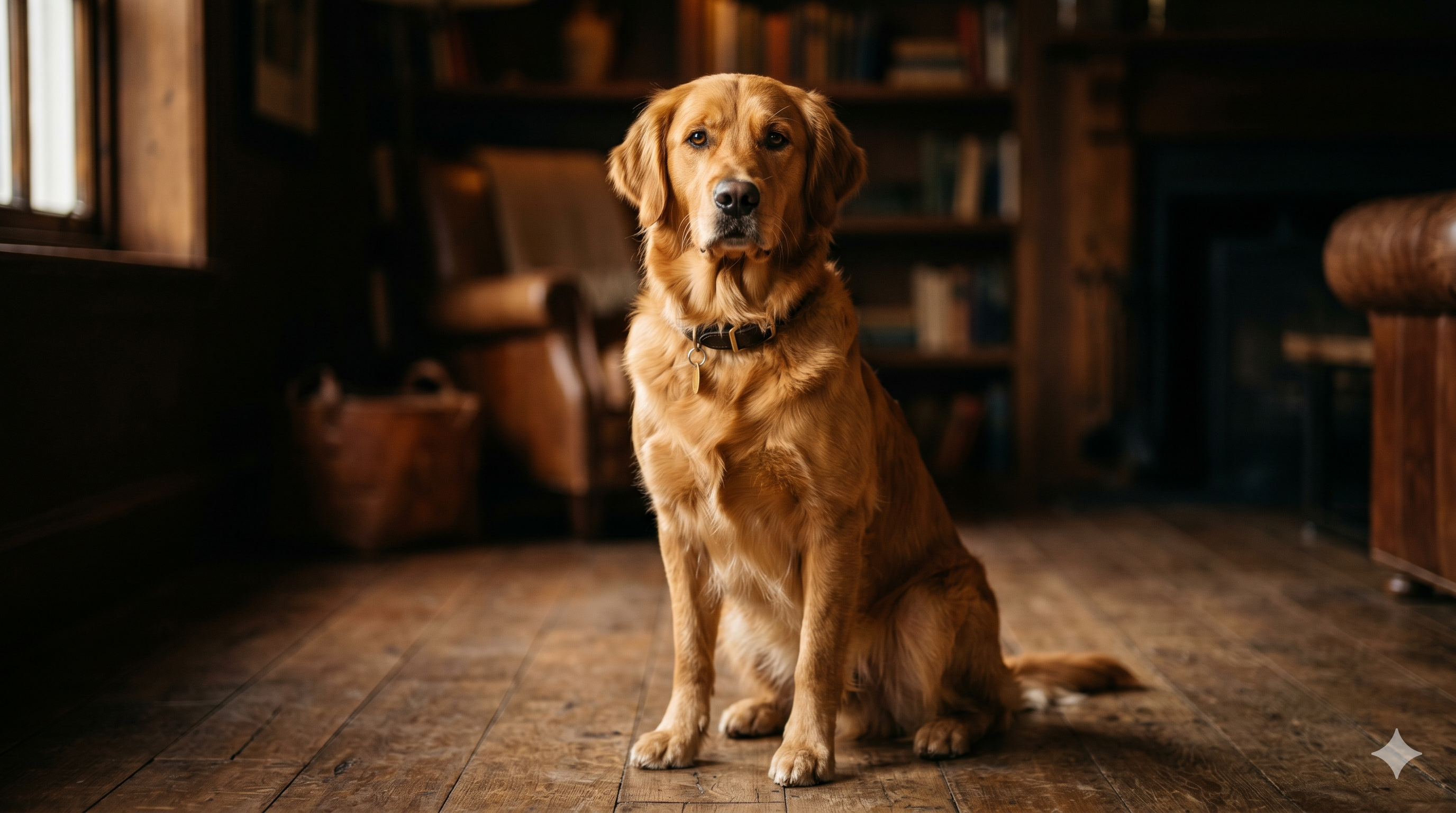 Healthy glossy-coated dog looking at the camera in cinematic light — best dog supplements 2026 vet-informed guide