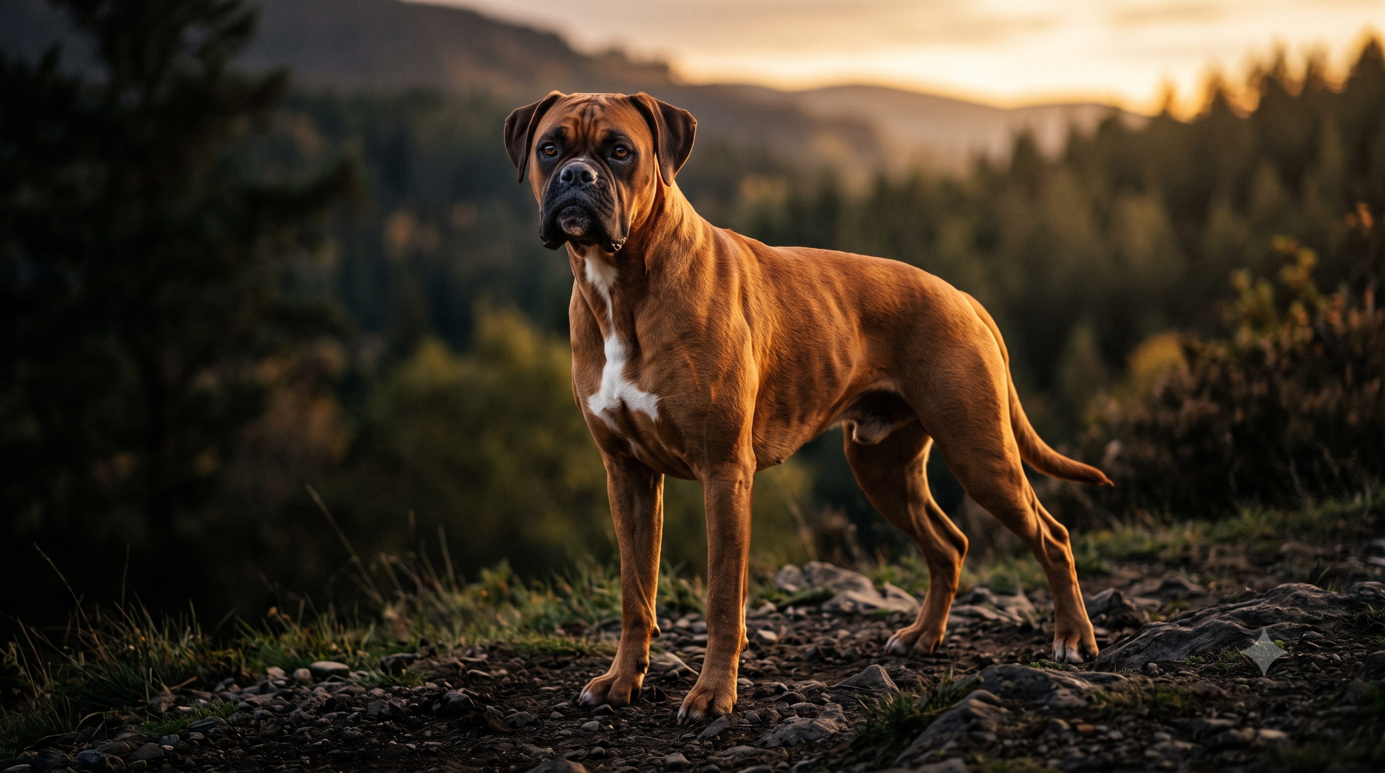 Athletic, healthy Boxer dog with a shiny coat, illustrating collagen for dog gut health