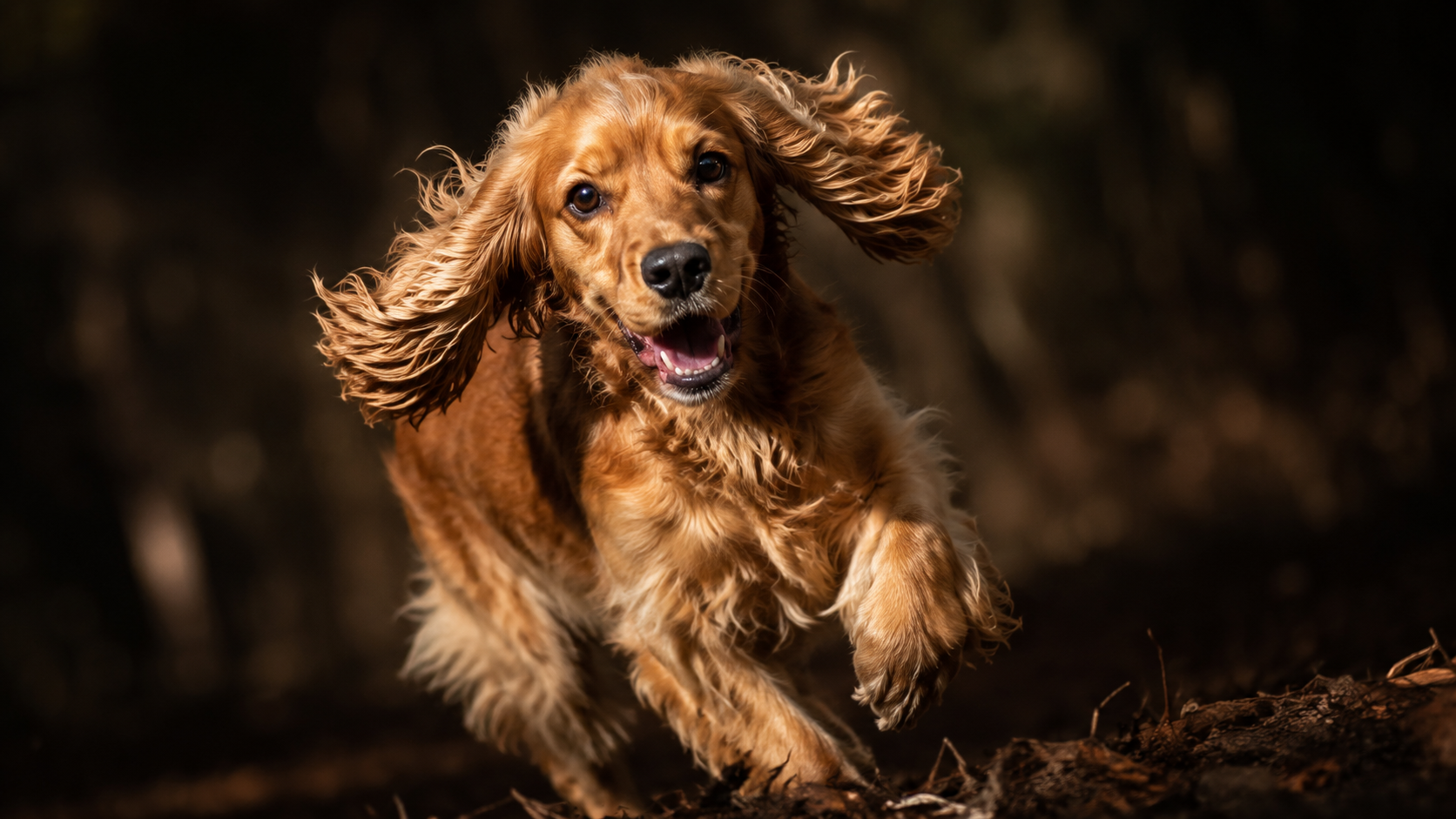 Energetic Cocker Spaniel running joyfully with a shiny coat — Pure Majesty vs Wonder Paws dog supplement comparison