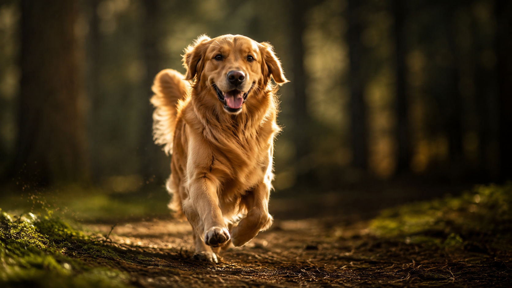 Healthy Golden Retriever running with supple, mobile joints in dramatic light — Cosequin for dogs side effects, reviews and alternative