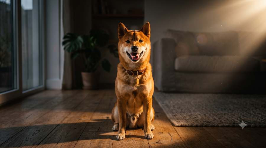A healthy Shiba Inu with clean white teeth, illustrating what to look for in the best dog dental powder.