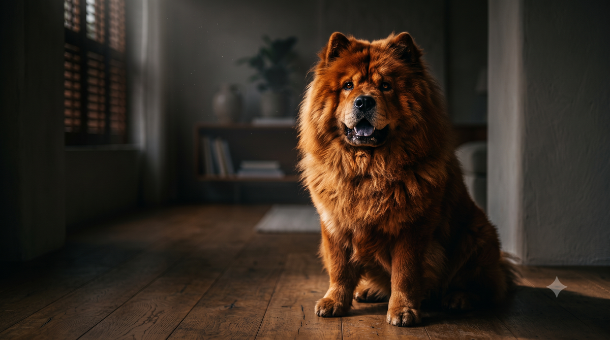 A majestic Chow Chow with a fresh clean mouth, illustrating how dog breath powder supports oral health.