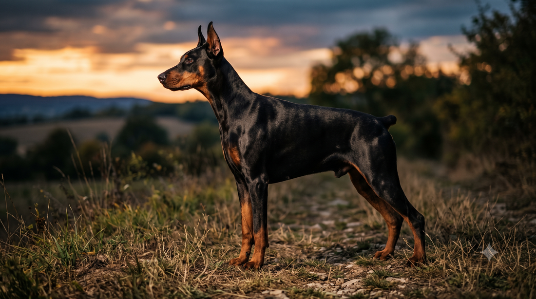 Healthy young large-breed dog standing in profile outdoors, illustrating early neutering and canine hip dysplasia risk