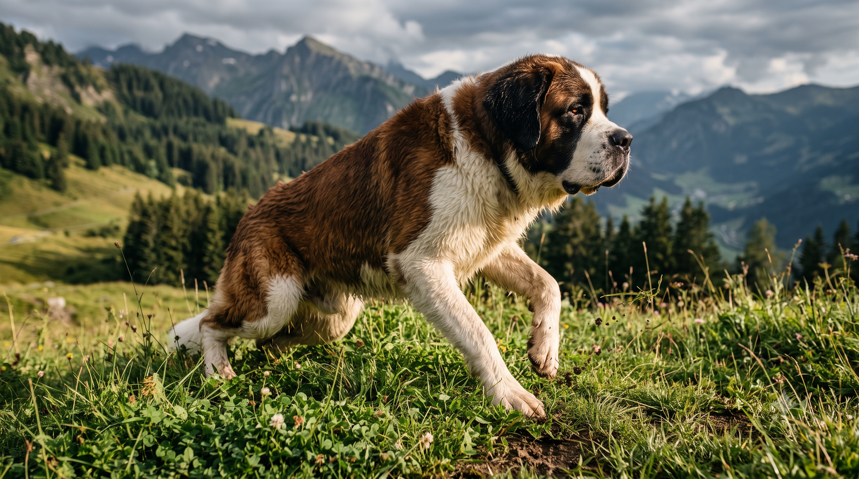 Large Saint Bernard standing outdoors showing healthy mobility — signs your dog needs a joint supplement