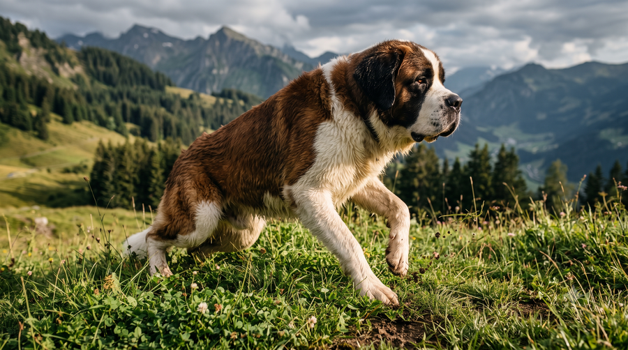 Large Saint Bernard standing outdoors showing healthy mobility — signs your dog needs a joint supplement