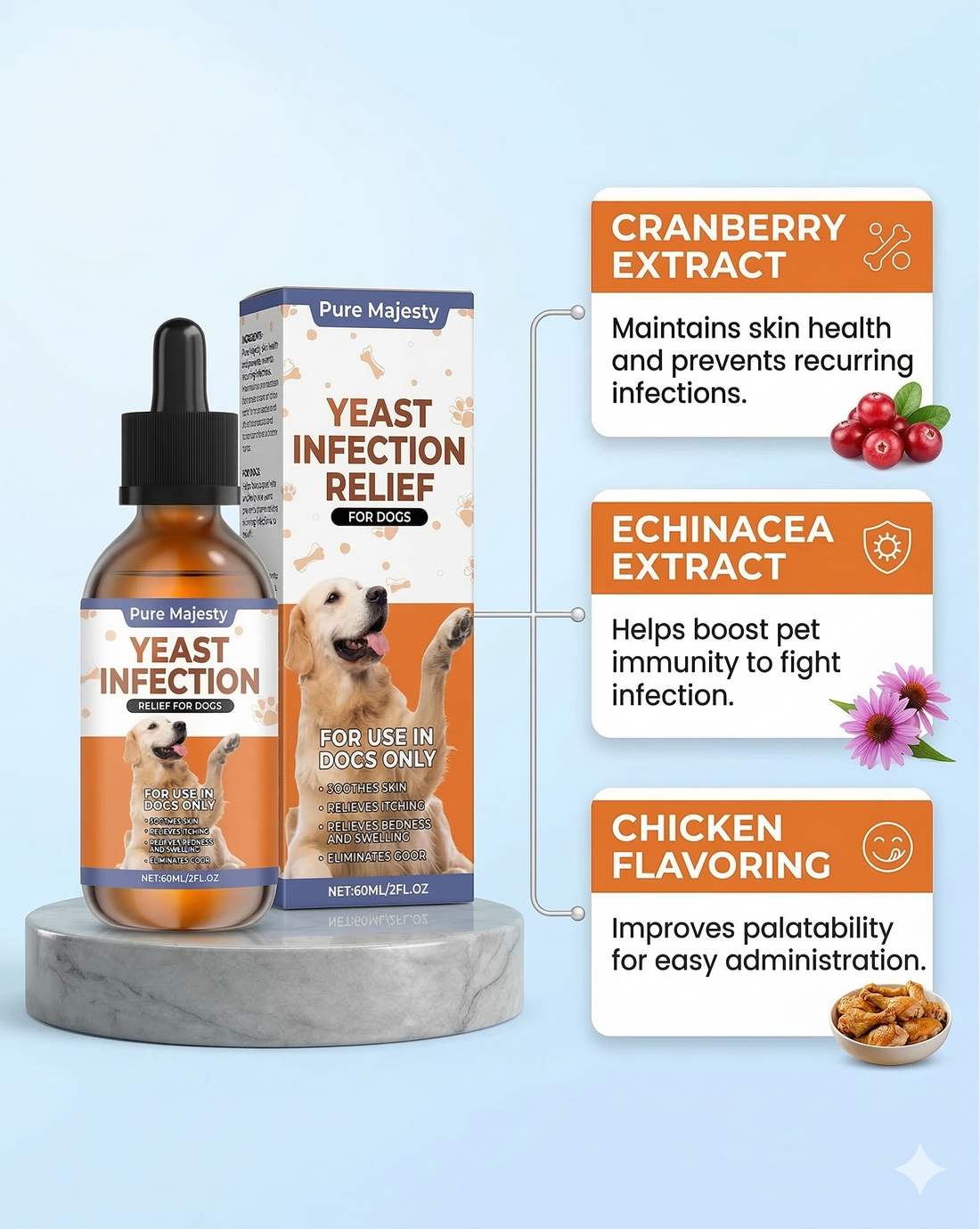 Dog lip yeast infection (lip-fold dermatitis) and Yeast Infection Drops for dogs
