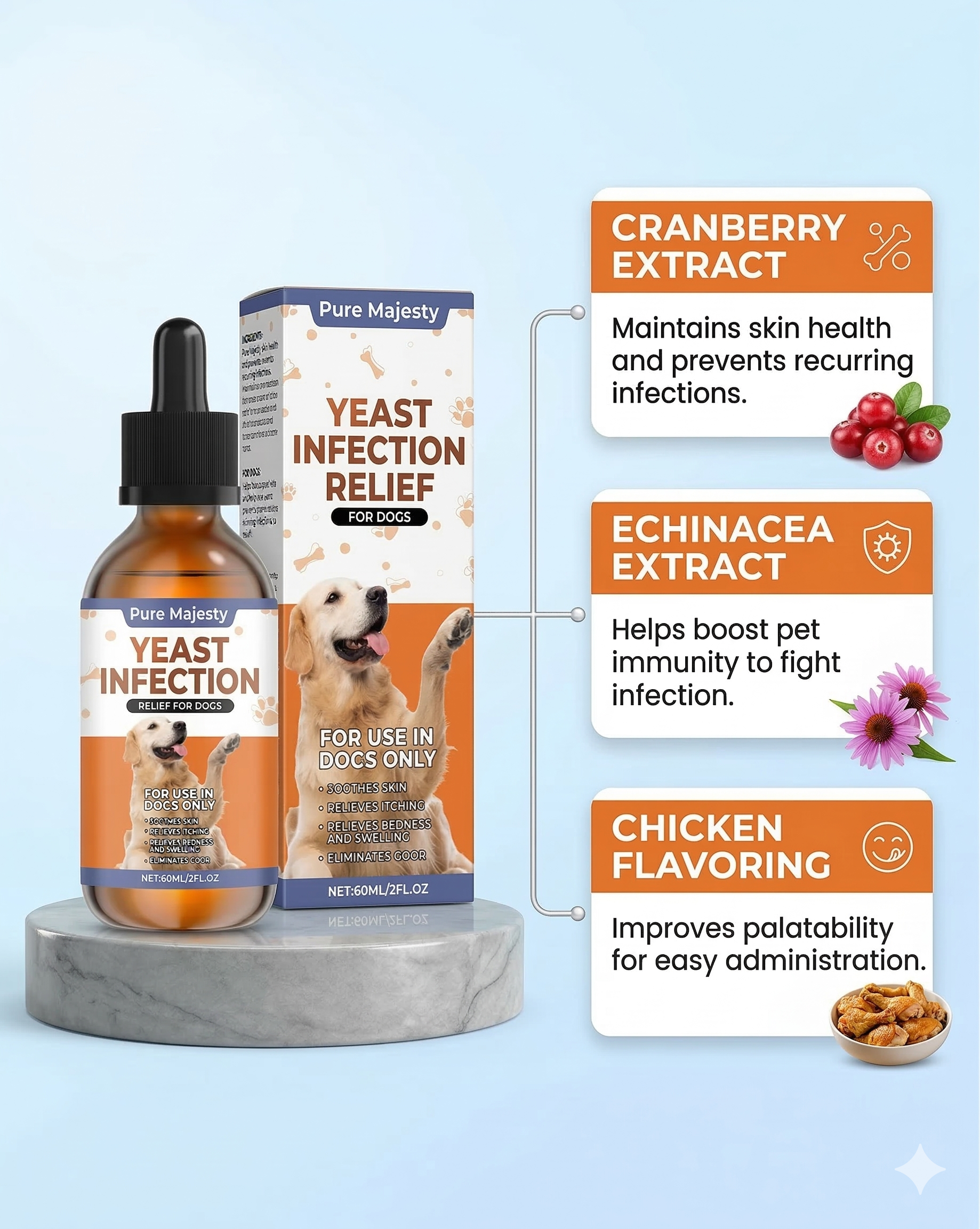 Dog lip yeast infection (lip-fold dermatitis) and Yeast Infection Drops for dogs