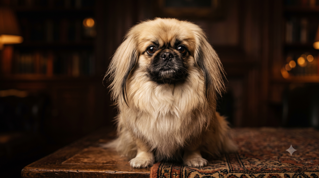 Pekingese dog portrait with long silky coat, Pekingese health tear stains and daily care guide