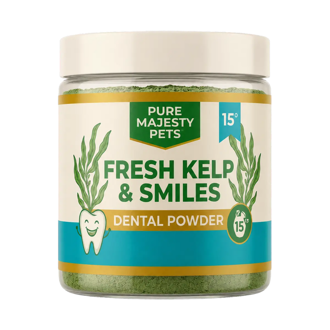 Dental supplements for dogs: Pure Majesty Pets brushless dental powder scoop for daily oral hygiene