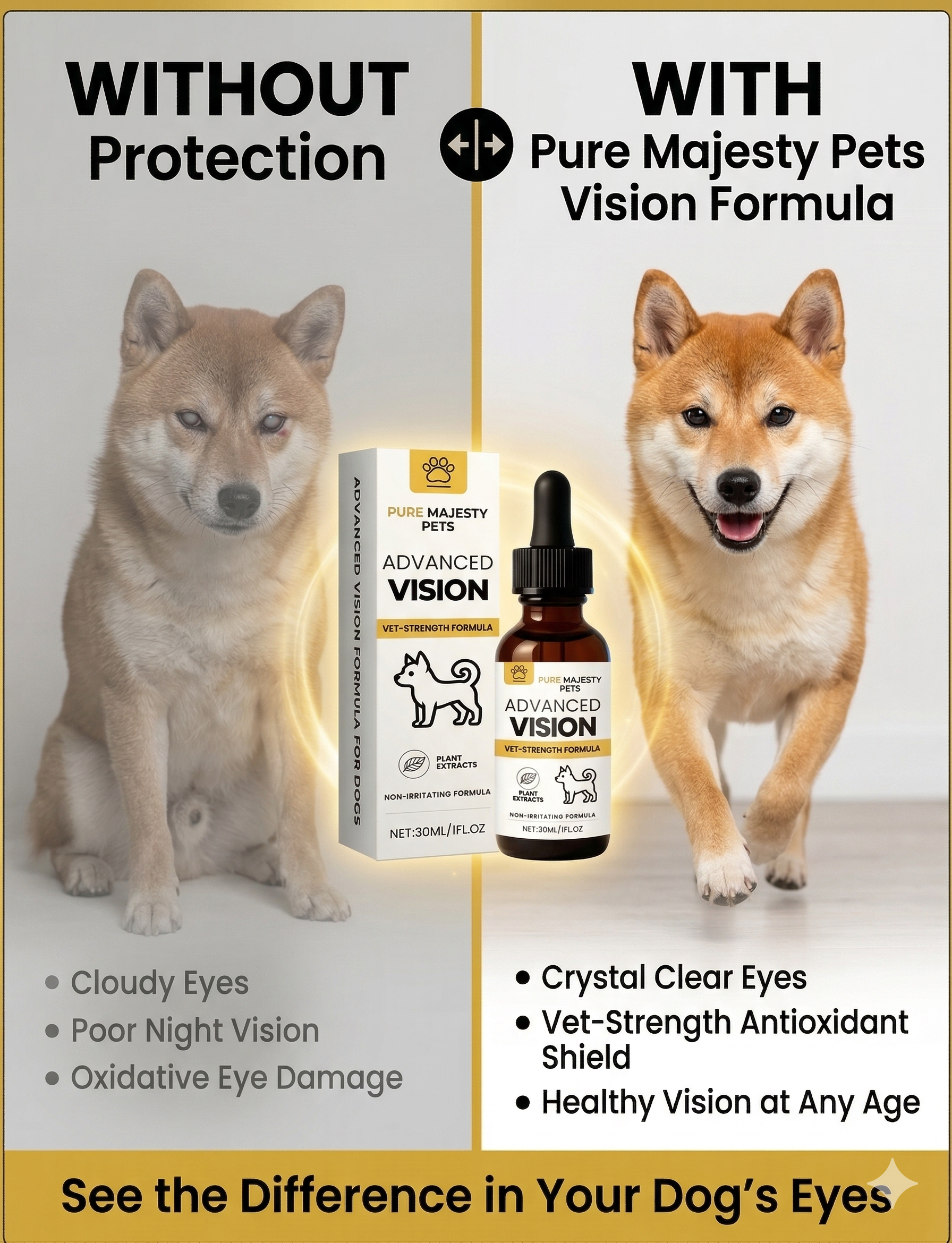 Gentle dog eye cleansing solution bottle