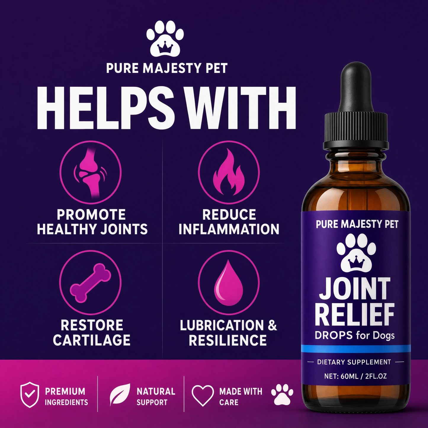 Dog Joint Supplement Drops With Mint Extract Support Mobility Reduce Discomfort For Dogs Hip & Joint Care