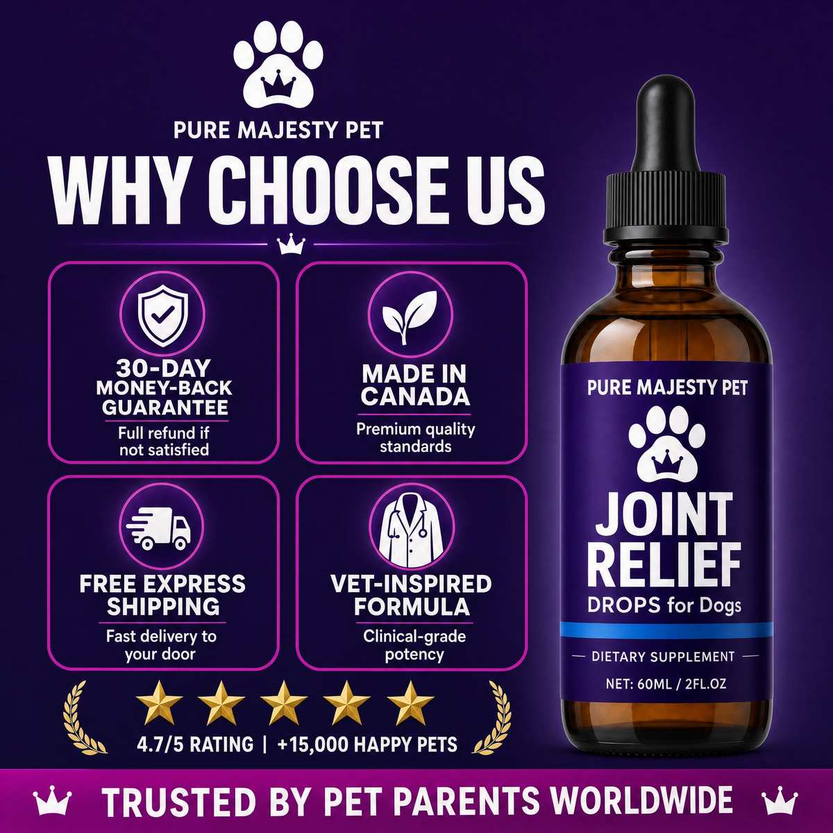 Dog Joint Supplement Drops With Mint Extract Support Mobility Reduce Discomfort For Dogs Hip & Joint Care