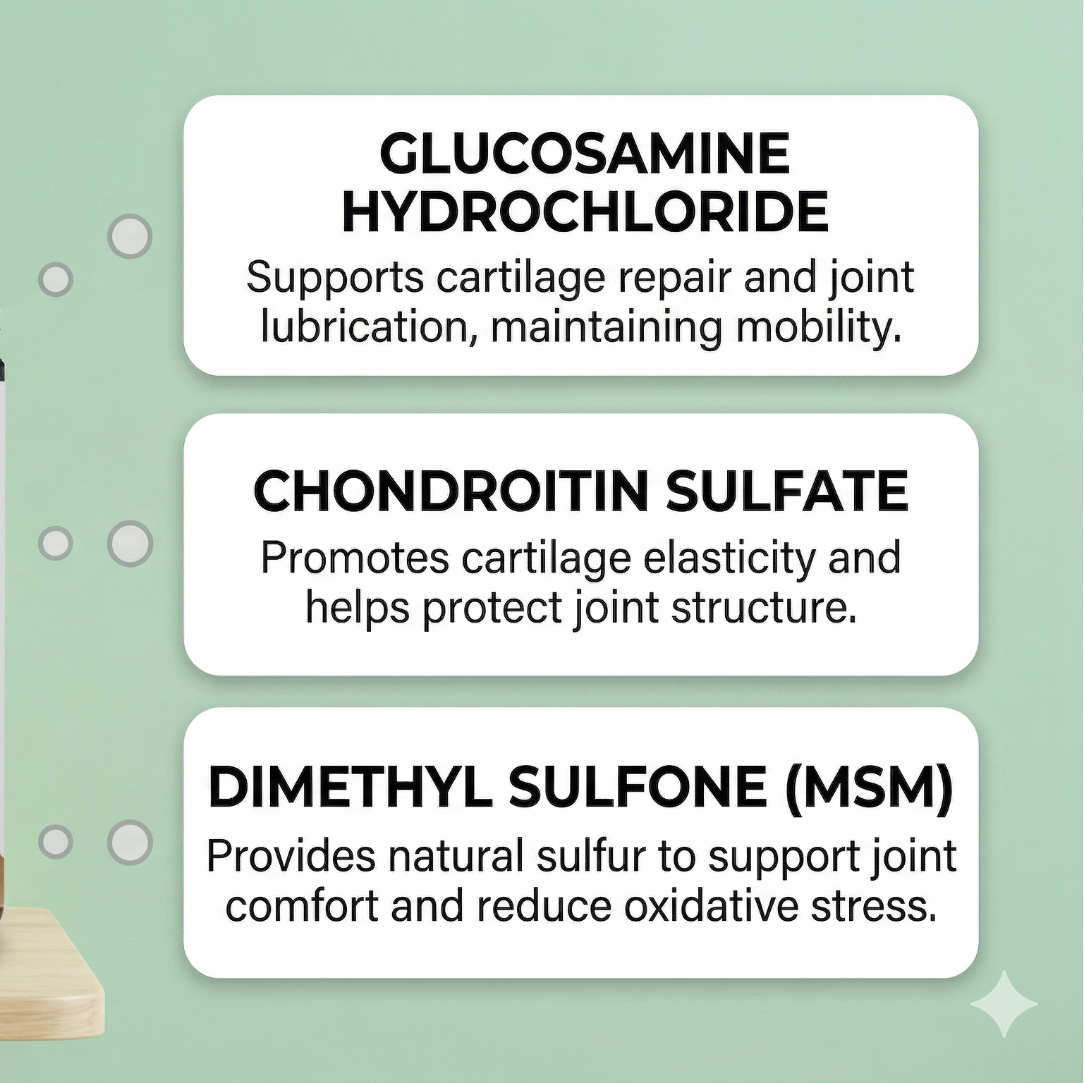 Pure Majesty Pets Hip + Joint + Glucosamine Hemp Treats container with ingredients listed on a light green background