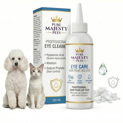 Dog eye rinse for removing tear stains, eye boogers and discharge