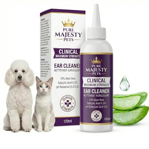 Dog ear cleaner key ingredients – salicylic acid, 10% aloe and pro-vitamin B5 for wax and odor