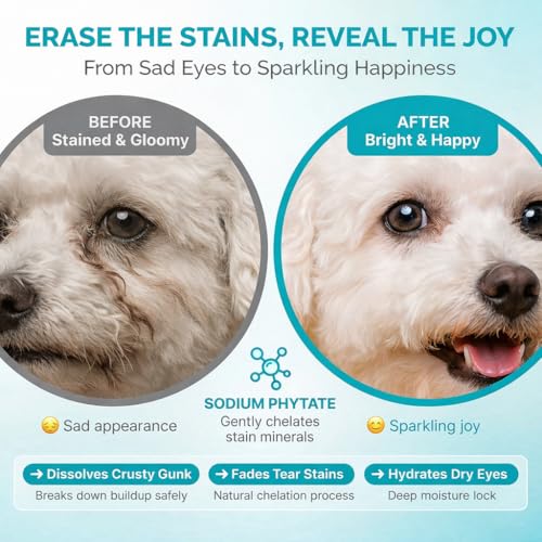 Dog tear stain remover rinse for flat-faced and light-coated breeds