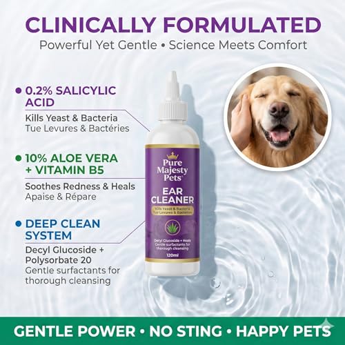 How to clean a dog's ears with Pure Majesty Pets ear cleaning solution