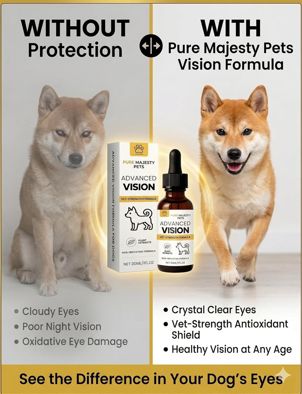 Dog vision support drops – supports aging eyes, clarity and night vision