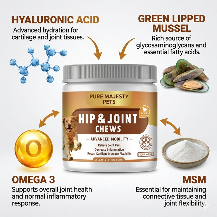 Advanced hip and joint support chews for dogs with glucosamine for mobility
