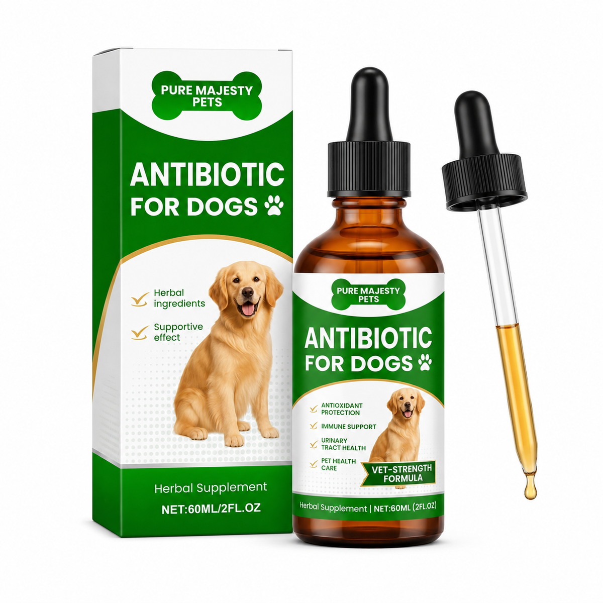 Pure Majesty Pets dog immune support drops with echinacea and olive leaf for daily vitality