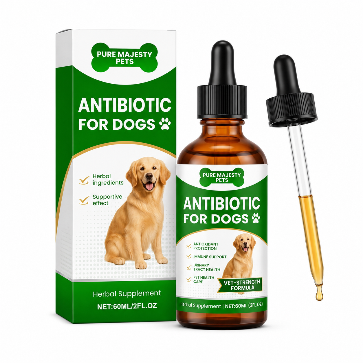 Pure Majesty Pets dog immune support drops with echinacea and olive leaf for daily vitality