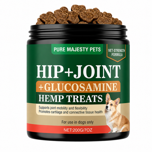 Pure Majesty Pets senior dog mobility chews with glucosamine and green-lipped mussel for joint and hip support