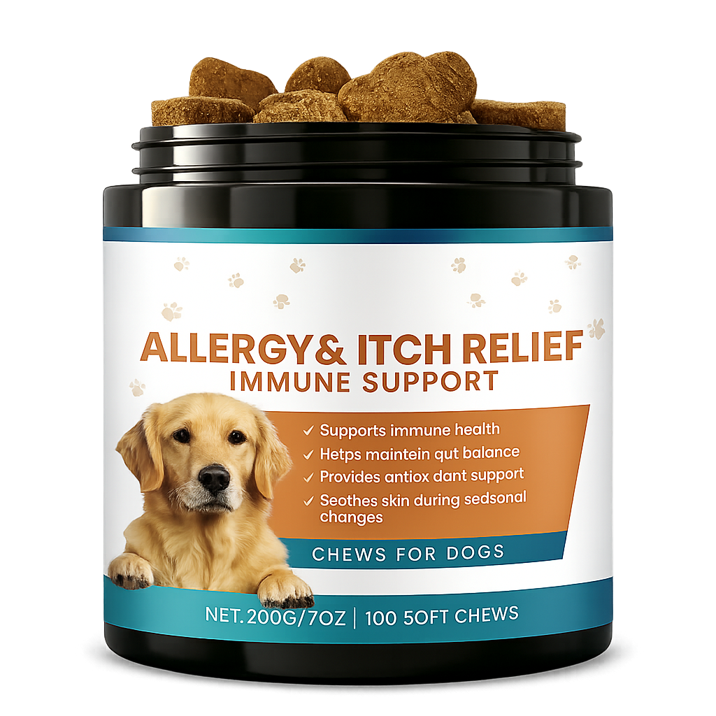 Pure Majesty Pets dog allergy relief and itchy skin chews for immune and skin support