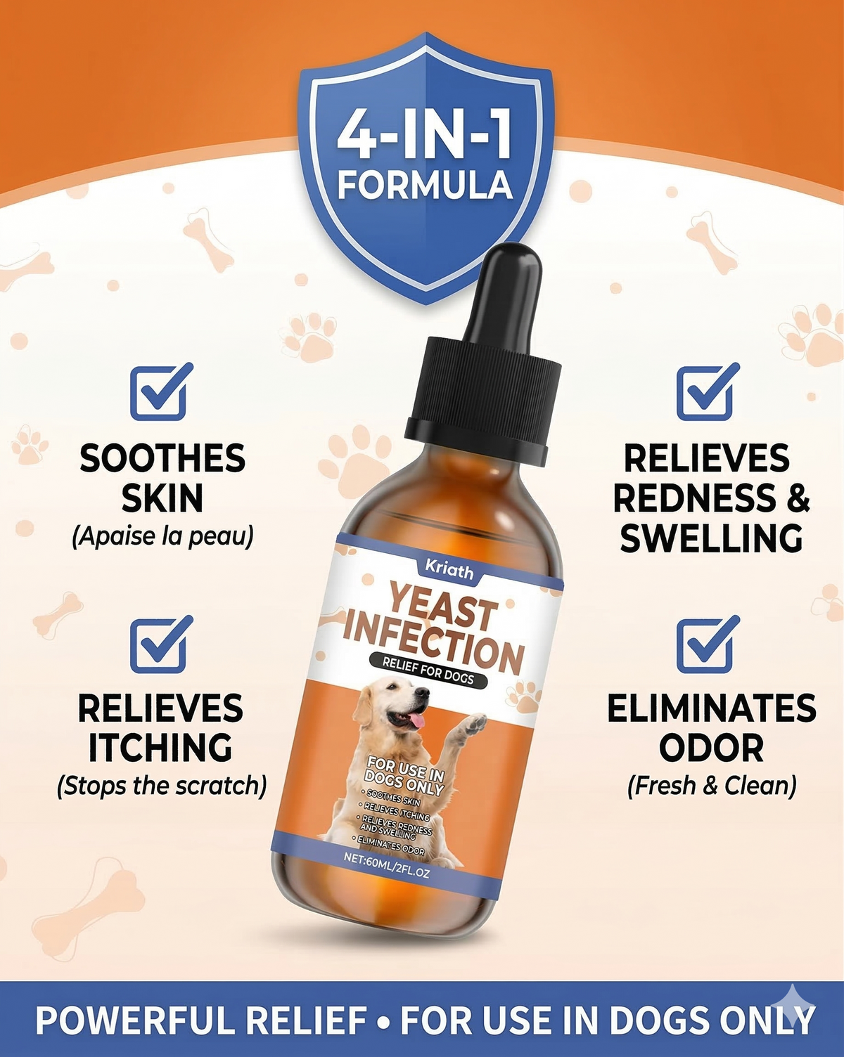 Pet ear health antifungal drops bottle