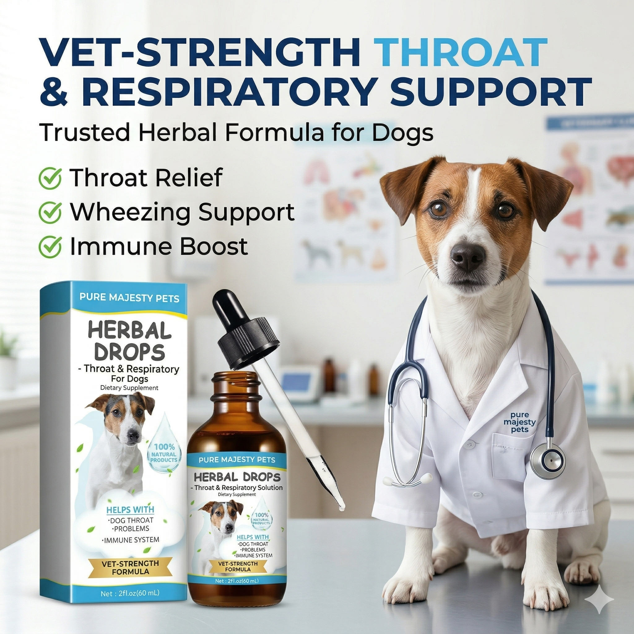Herbal cough drops for dogs packaging and ingredients