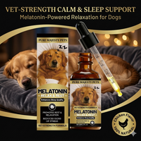 Liquid melatonin calming drops for dogs anxiety and sleep support by Pure Majesty