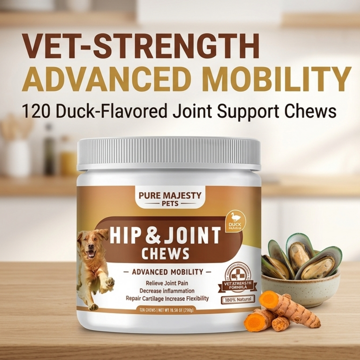 Hip and joint chews for dogs packaging back label