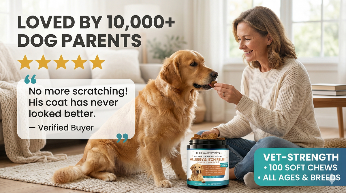 Natural dog allergy supplement chews close-up