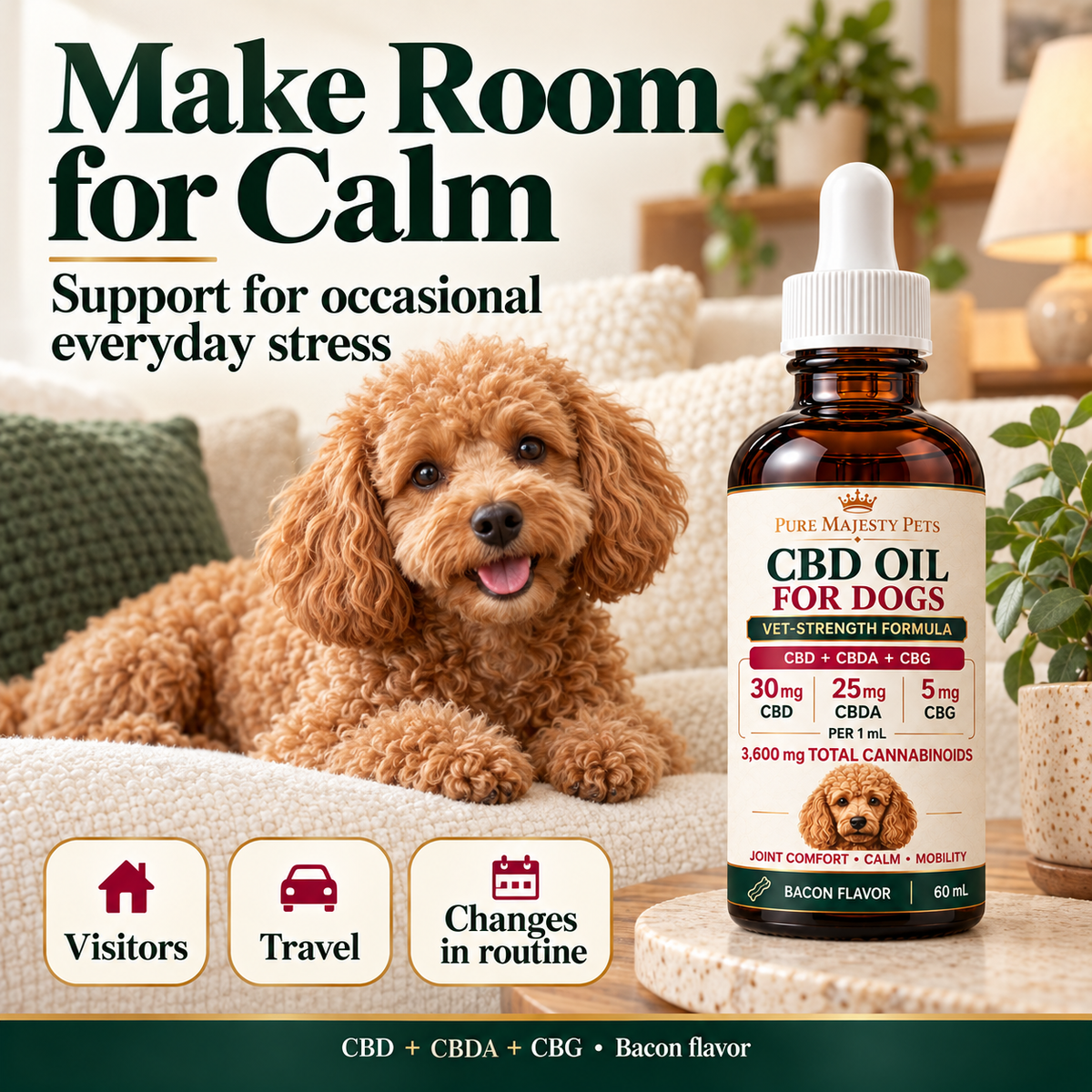 CBD drops for dogs for occasional stress support