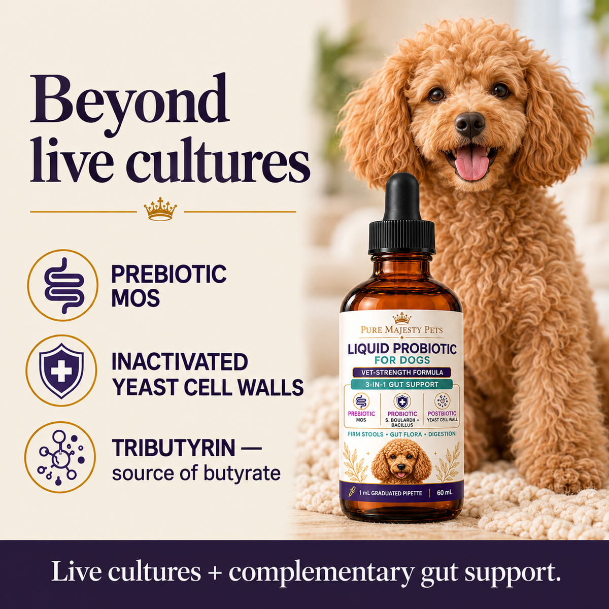 Pure Majesty Pets Liquid Probiotic — post benefits and formula