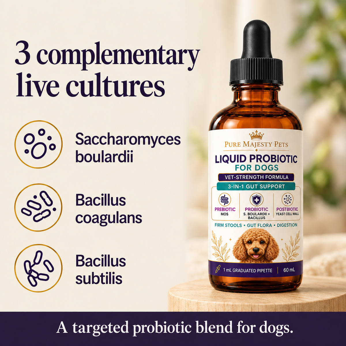 Pure Majesty Pets Liquid Probiotic — pro benefits and formula