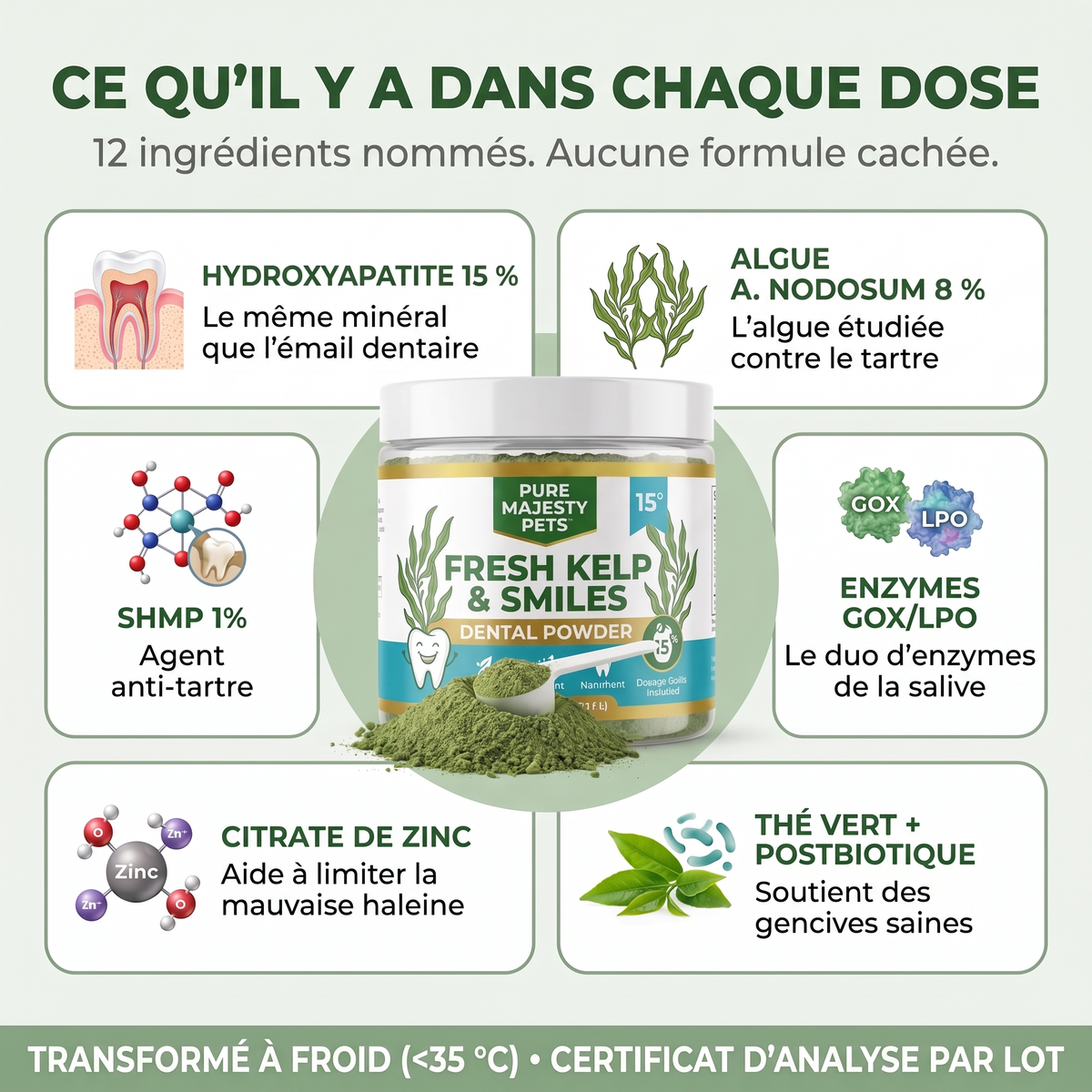 12 ingrédients soigneusement sélectionnés.