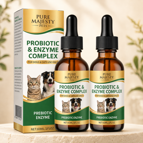 Pure Majesty Pets Liquid Probiotic for Dogs and Cats – 2 × 60 mL gut health support drops