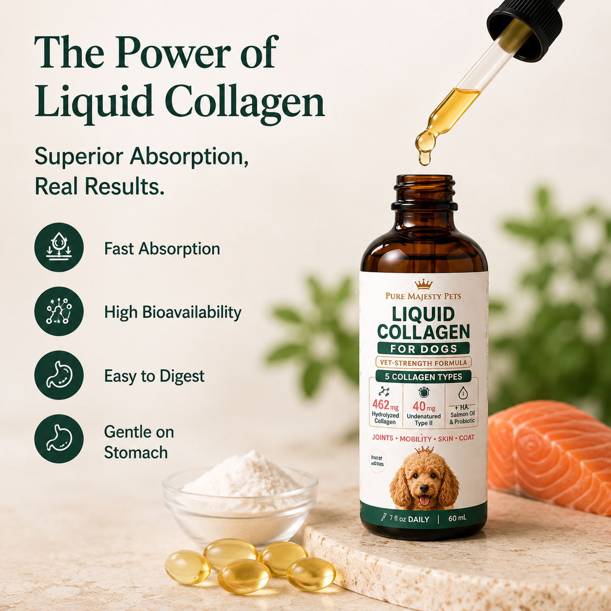 The liquid collagen advantage for dogs with easy daily use